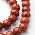 Round Natural Red Jasper Bead Strands, 6mm, hole: 1mm, about 63~65pcs/strand, 15 inch(G-J346-21-6mm)