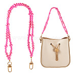 ABS Plastic Imitation Pearl Bead Chains Bag Extender Chains, with Alloy Swivel Snap Clasps, Hot Pink, 450mm(HJEW-TAC0090)