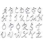 Tarnish Resistant 201 Stainless Steel Charms, Alphabet, Laser Cut, Stainless Steel Color, Letter A~Z, 10~14.5x4~14x1mm, Hole: 1mm, 26pcs/set.(STAS-R105)