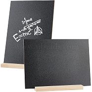 Nbeads 2 Sets Mini Chalkboard Signs with Wood Base Stand, Message Boards, for Resetaurant, Hotel, Bar Tabletop, Vertical Rectangle, Black, 149~210x45~150x5~12mm, 2pcs/set(AJEW-NB0003-76)