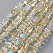 Electroplate Glass Beads Strands, Faceted, Full Rainbow Plated, Half Round, Champagne Yellow, 6x5x4mm, Hole: 1mm, about 99pcs/strand, 16.14 inch(41cm)(EGLA-L023B-FR05)