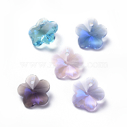 Glass Rhinestone Charms, Faceted, Plum Blossom, Mixed Color, 11.5x12x5.5mm, Hole: 1.4mm(RGLA-L020-C-M)