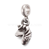 304 Stainless Steel Charms, with Tube Bails, Unicorn, Antique Silver, 14.7mm, Pendant: 9.5x6x2mm, Hole: 2.5mm(STAS-F259-039AS)