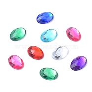 Imitation Taiwan Acrylic Rhinestone Cabochons, Faceted, Flat Back Oval, Mixed Color, 14x10x3.5mm, about 1000pcs/bag(GACR-A008-10x14mm-M)
