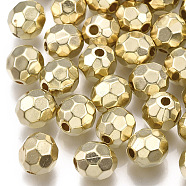 CCB Plastic Beads, Faceted, Round, Light Gold, 7.5x7.5x7.5mm, Hole: 1.8mm(CCB-T006-003KC)