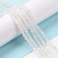 Natural Moonstone Beads Strands, Faceted, Round, Grade A, 3.5~4mm, Hole: 0.5mm, about 107pcs/strand, 15.35 inch(39cm)(G-F736-01)