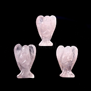 Natural Rose Quartz Carved Healing Angel Figurines, Reiki Energy Stone Display Decorations, 28x18mm(PW-WG73241-06)