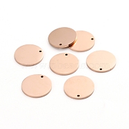 Ion Plating(IP) 304 Stainless Steel Charms, Polished, Stamping Blank Tag, Laser Cut, Flat Round, Rose Gold, 15x1mm, Hole: 1.2mm(STAS-I141-03C-RG)