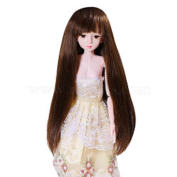 1Pc Chemical Fiber Wig Caps, Doll Hair, Coconut Brown, 370~390mm(AJEW-CA0005-13A)