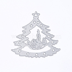 Christmas Theme Frame Carbon Steel Cutting Dies Stencils, for DIY Scrapbooking/Photo Album, Decorative Embossing DIY Paper Card, Christmas Tree, Matte Platinum Color, 75x78x0.8mm(DIY-F046-11)