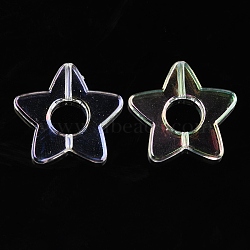 UV Plating Transparent Acrylic Beads, Iridescent, Star, Star, 23.5x24.5x3mm, Hole: 1.5 & 7.8mm(OACR-K005-04)