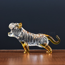 Glass Chinese Zodiac Figurines Statues for Home Office Desktop Feng Shui Ornament, Tiger, 109x30.9x65.7mm(PW-WGC1701-02)