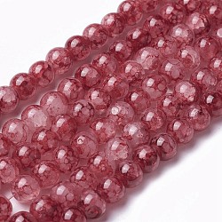 Spray Painted Glass Beads Strands, Round, Indian Red, 8~8.5mm, Hole: 1.5mm, about 100pcs/strand, 31.1 inch(79cm)(GLAA-A038-C-62)