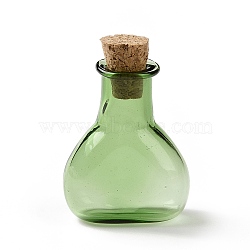 Miniature Glass Bottles, with Cork Stoppers, Empty Wishing Bottles, for Dollhouse Accessories, Jewelry Making, Lime Green, 11x21x30mm(GLAA-H019-02E)