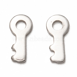 201 Stainless Steel Charms, Laser Cut, Key, Stainless Steel Color, 10x4.5x1mm, Hole: 1.8mm(STAS-I172-22P)