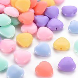 Opaque Acrylic Beads, Heart, Mixed Color, 13.5x14x6mm, Hole: 1.5mm(X-TACR-S154-44D)