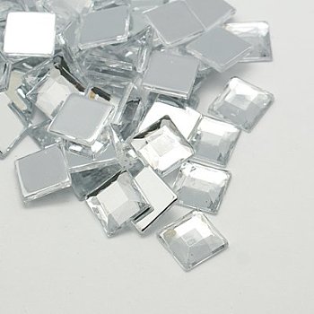 Imitation Taiwan Acrylic Rhinestone Cabochons, Flat Back & Faceted, Square, Clear, 12x12x3mm