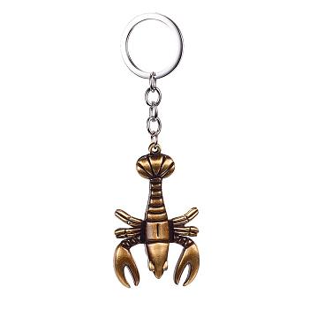 Alloy Keychain, with Iron Key Ring, Scorpion, Antique Bronze, 120mm