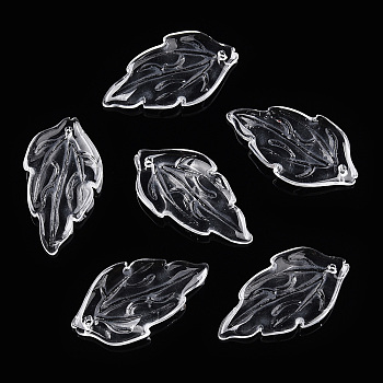 Transparent Glass Petal Beads, Peony Leaf, Clear, 29.5x16x3.5mm, Hole: 1.2mm, about 980~1000pcs/set