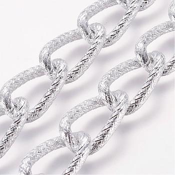 Aluminium Twisted Chains, Unwelded, Silver Color Plated, 21.8x12.8mm