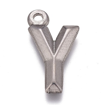 304 Stainless Steel Pendants, Alphabet, Letter.Y, 16x9x2mm, Hole: 1.4mm