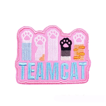 Cat's Claw Appliques, Embroidery Iron on Cloth Patches, Sewing Craft Decoration, Pearl Pink, 72x56mm