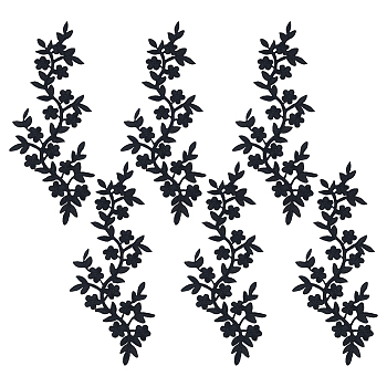6PCS Flower Rayon Embroidery Sew on Ornament Accessories, Sewing Craft Decoration, Black, 270x105x1mm