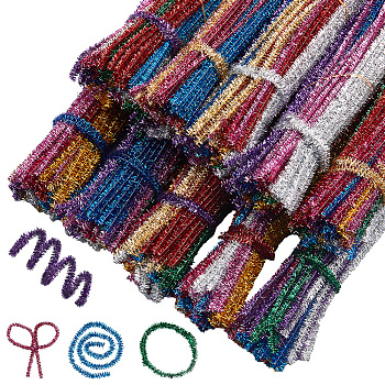 10 Sets DIY Plush Sticks, Chenille Stems, Pipe Cleaners, Kid Craft Material, Mixed Color, 350~380x6mm, 100pcs/set