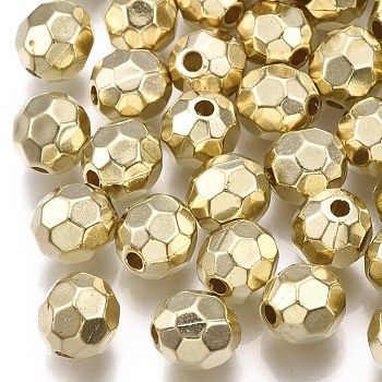 CCB Plastic Beads, Faceted, Round, Light Gold, 7.5x7.5x7.5mm, Hole: 1.8mm