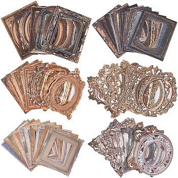 6 Sets 6 Styles Hollow Border Paper Scrapbook Stickers, for DIY Album Scrapbook, Background Paper, Diary Decoration, Mixed Shapes, Mixed Color, 74~100x60~79x0.2mm, 30pcs/set, 1 set/style