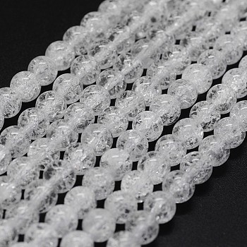 Natural Crackle Quartz Beads Strands, Round, 6mm, Hole: 0.8mm, about 65pcs/strand, 15.7 inch