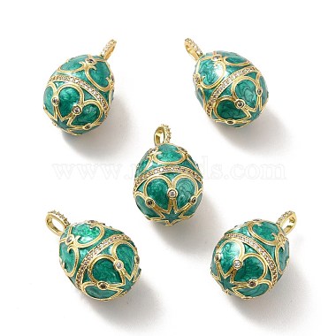 Real 18K Gold Plated Teal Egg Brass+Cubic Zirconia+Enamel Pendants