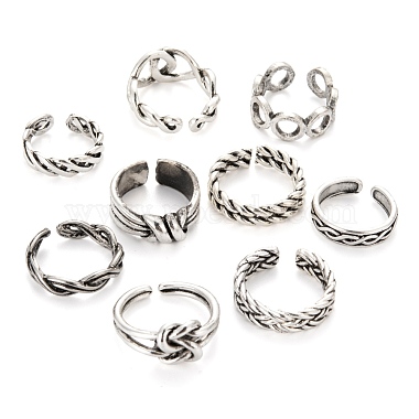 9Pcs 9 Style Alloy Cuff Finger Rings(RJEW-LS0001-28AS)-4