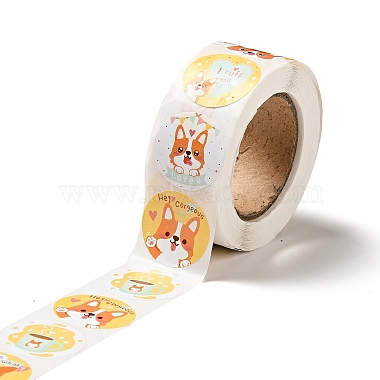 Round Dot Cute Dog Paper Cartoon Stickers Roll(DIY-D078-08C)-3