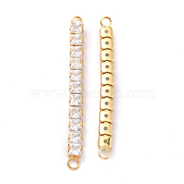 Brass Clear Square Cubic Zirconia Links Connectors(ZIRC-G170-22G)-2