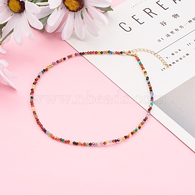 Faceted Natural Agate Beaded Necklaces(NJEW-JN03308)-4