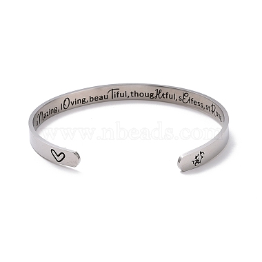 Bracelet manchette ouvert en acier inoxydable anti-ternissement 304(BJEW-G653-01P-02)-2