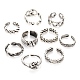 9Pcs 9 Style Alloy Cuff Finger Rings(RJEW-LS0001-28AS)-4