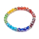 Rainbow Round Evil Eye Lampwork Stretch Beaded Bracelets for Kids(X-BJEW-JB05940)-1