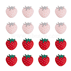 16Pcs 2 Colors Strawberry Food Grade Eco-Friendly Silicone Focal Beads, DIY Necklaces Making, Mixed Color, 27x25x5mm, Hole: 2.3mm, 8pcs/color(SIL-DC0001-46)