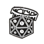 Gothic Alloy Enamel Pins, Black Lapel Pin Backs for Backpack Clothes, Black, D20 Dice, 26x24.5mm(JEWB-G045-05EB-03)