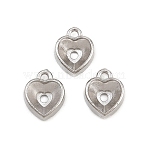 304 Stainless Steel Charm Rhinestone Settings, Heart Charms, for Pointed Back Rivoli Rhinestone, Stainless Steel Color, 8x6x3mm, Hole: 0.8mm, Fit for 6.5x6.5mm Rhinestone(SA-CBAC865-06D-P)