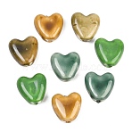 Handmade Bright Glazed Porcelain Beads, Heart, Mixed Color, 15x15x7mm, Hole: 2.5mm(PORC-T136-06M)