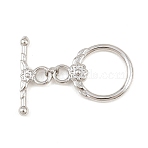 Brass Toggle Clasps, Cadmium Free & Lead Free, Long-Lasting Plated, Platinum, Ring, 9.5~23.5x17~23.5x2.5~3.5mm, Hole: 3.5mm(KK-G548-42P-02)