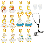 12Pcs 6 Styles Alloy Enamel Stethoscope Pendant Decorations, with Brass Ear Cuff Findings and Silicone Stethoscope Ear Tips, Mixed Color, 37~43mm, 2pcs/styles(HJEW-OC00411)