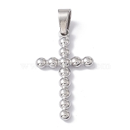 304 Stainless Steel Pendants, Cross Charms, Stainless Steel Color, 33x18x3mm, Hole: 4x7.5mm(STAS-G279-06A-P)