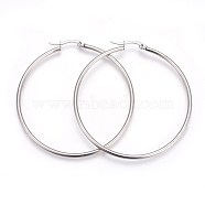 304 Stainless Steel Big Hoop Earrings, Stainless Steel Color, 56x54x2mm, 12 Gauge, Pin: 1mm(EJEW-P173-13P-07)