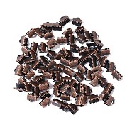 Iron Ribbon Crimp Ends, Red Copper, 8x8mm, Hole: 2mm(E004Y-R)