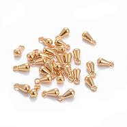 Brass Charms, Chain Extender Drop, Teardrop, Nickel Free, Real 18K Gold Plated, 6x3mm, Hole: 1mm(X-KK-K224-14)