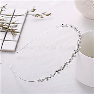 Iron with Rhinestone Hair Bands, Imitation Pearl for Girl, Platinum, Inner Diameter: 114mm(PW-WG32994-01)